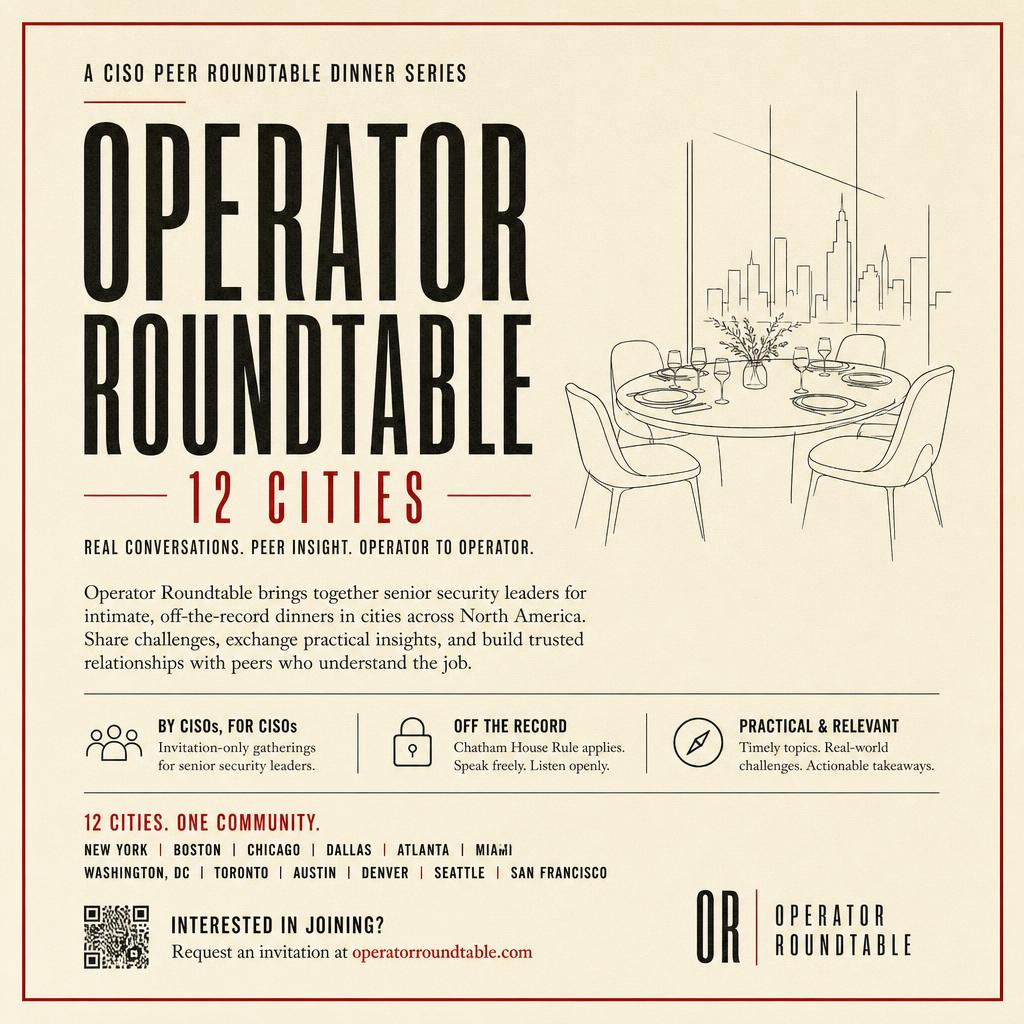 Operator Roundtable CISO dinner series advertisement